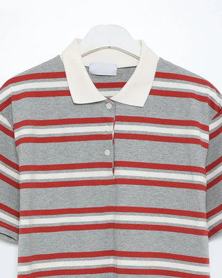 Striped Henley Neck Polo T-Shirt