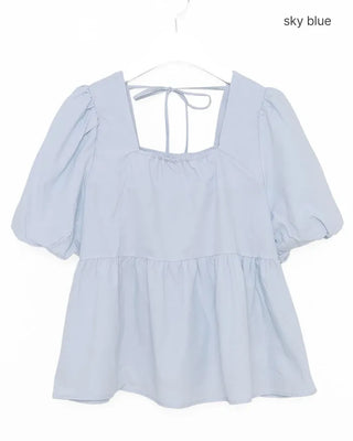 Square neck shirred blouse