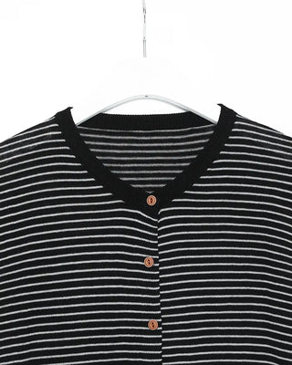 Striped round neck cardigan