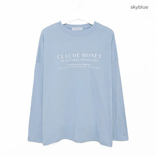 Simple lettering long-sleeved T-shirt