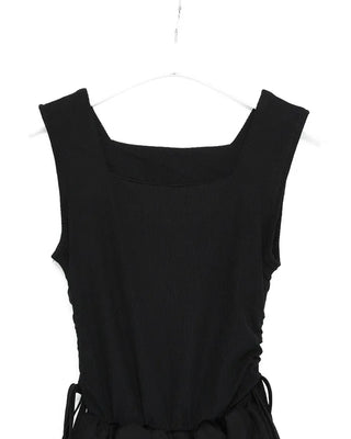 Side-shirred sleeveless mini dress