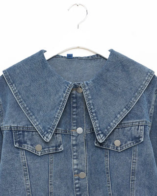 Big Collar Cropped Denim Jacket