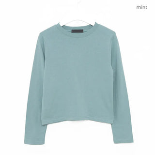 Pastel crop long-sleeved T-shirt