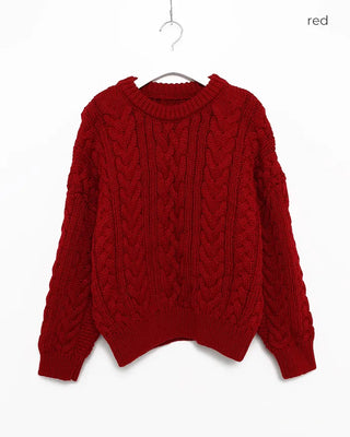 Drop Shoulder Bold Cable Crochet Sweater