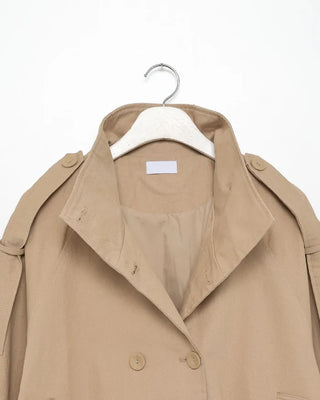 High-neck double-breasted half coat