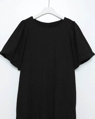Balloon puff half-sleeve long dress