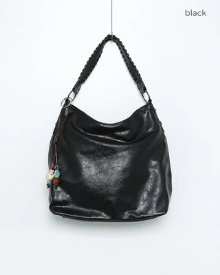 Ethnic Keyring Set One-Shoulder Leather Tote Bag