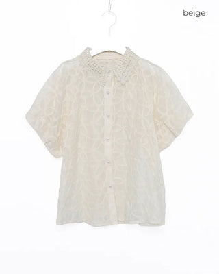 Lace Collar Flower Blouse