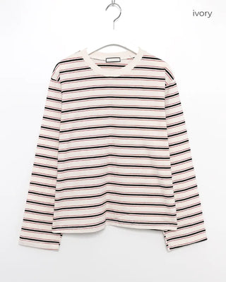 Double-border long-sleeve T-shirt
