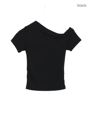 Asymmetrical Neck Slim Half T-Shirt