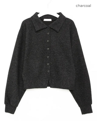 Loose-fit color knit cardigan