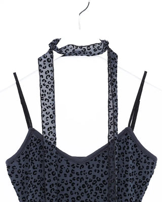 Tie-set leopard jacquard camisole