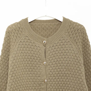 Round neck waffle cardigan