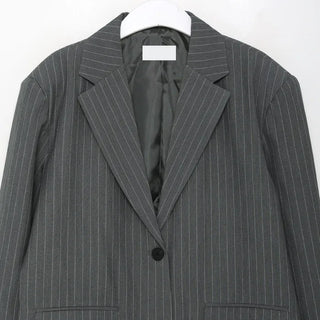 Striped Shoulder Pad Oversized Jacket