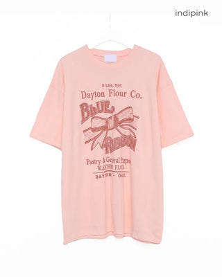 Western Ribbon Print Big Half T-Shirt