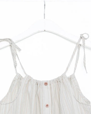 Striped button shirred camisole