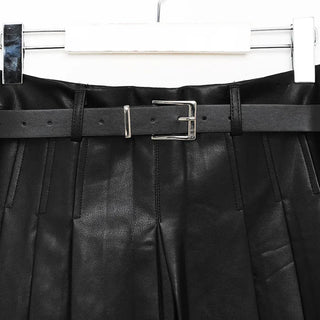 Faux leather pleated mini skirt