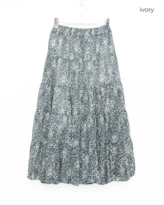 Floral lace tiered long skirt