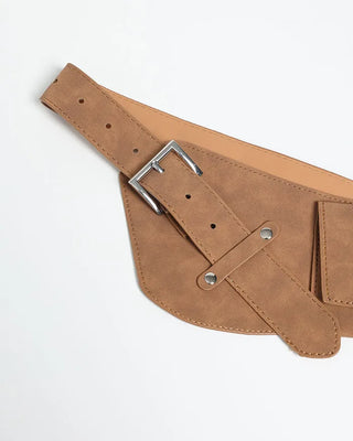 Suede belt with pockets