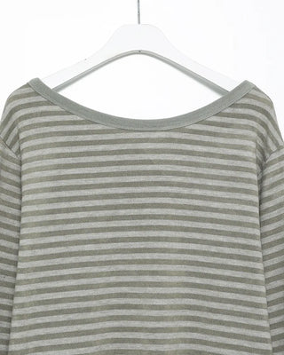 Boat neck striped long cut and sew