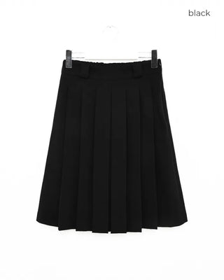 Banded pleated midi skirt