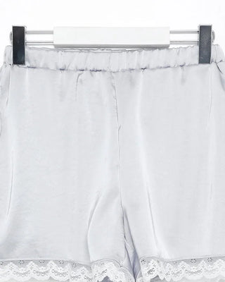 Satin lace hem shorts