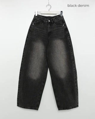 Wide vintage wash denim pants