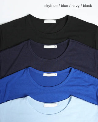 Color-layered half-length T-shirt