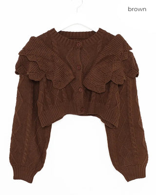 Double ruffle knit cardigan