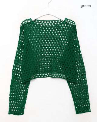 Net-knit cropped sweater