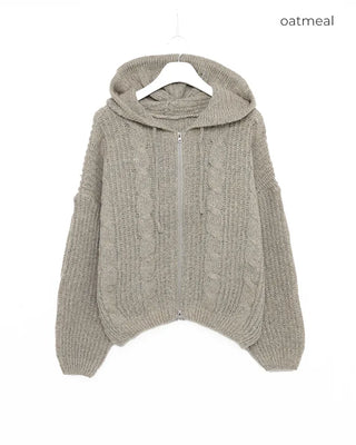 Hooded knit zip-up