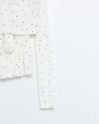 Bust Ribbon Dot Sleeveless Top & Cardigan Set