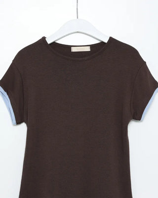 Two-tone layered Tencel short-sleeved T-shirt