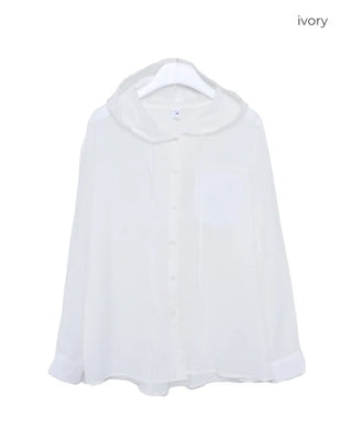 Sheer hooded shirt