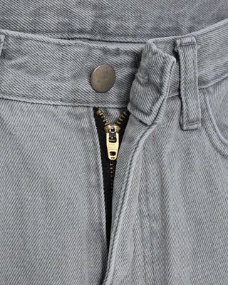 Washed light gray straight jeans