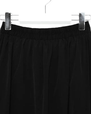 Elastic waist yoke line flared maxi skirt