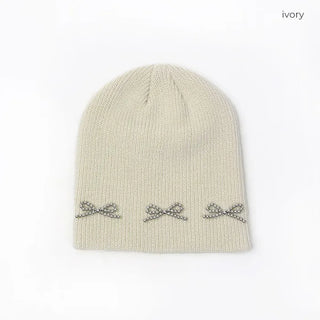 Pearl Ribbon Beanie