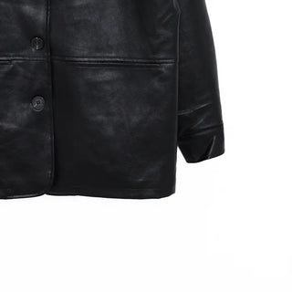 Loose-fit leather jacket