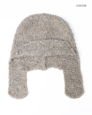 Knit hat with button ear flaps