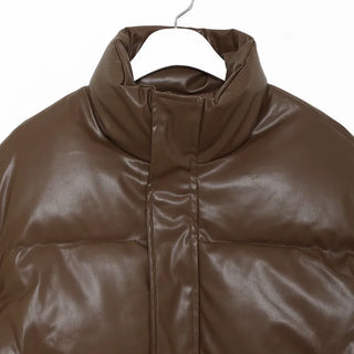 (Unisex) Cropped Eco-Leather Padded Jumper