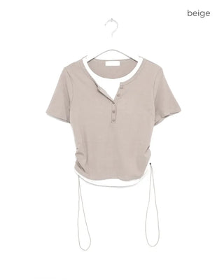 Layered Henley Neck T-Shirt