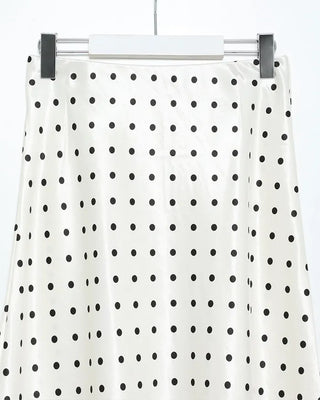 Polka Dot Satin Long Skirt
