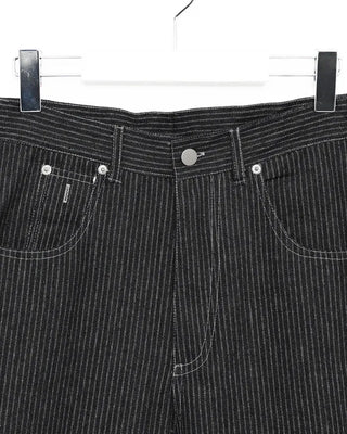 Square hip flap pocket pinstripe denim pants
