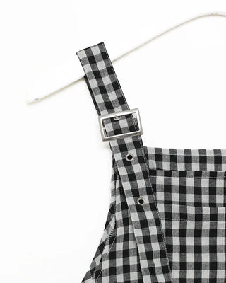 Checked belt long dress