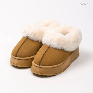 Suede fur loafers