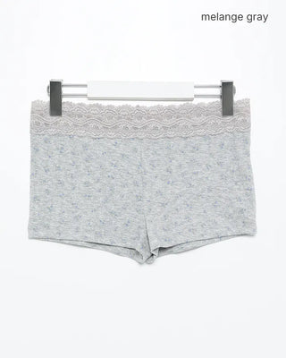 Wide Lace Waist Flower Rib Shorts