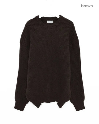 Rib-knit round neck sweater