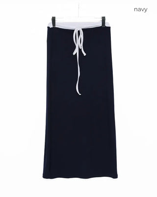 Two-tone string maxi skirt