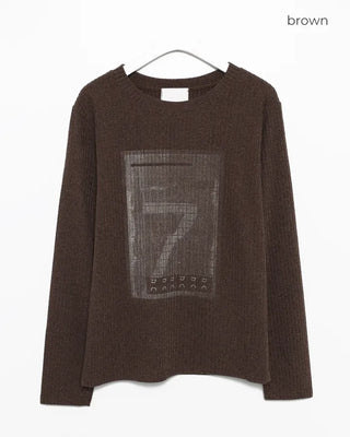 2-Way Neck 7 Illustration Ribbed Long T-Shirt