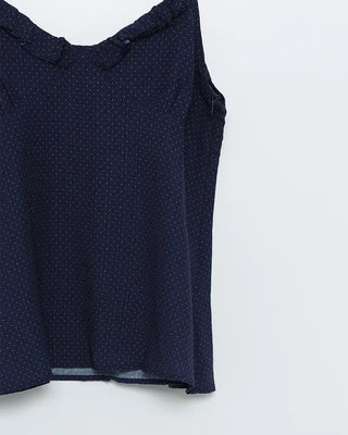 Polka Dot Frill Sleeveless Blouse